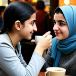 Setting Boundaries in Personal Life**

"A young Turkish woman, fully clothed in modest, comfortable clothing, calmly but firmly telling a friend 'no' during a coffee gathering at a cozy Istanbul cafe. The background features soft, blurred details of other patrons and traditional Turkish decor. Emphasis on a friendly but assertive expression. Safe for work, appropriate content, family-friendly, perfect anatomy, correct proportions, natural pose, well-formed hands, proper finger count, professional photography, high quality."

**