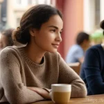 Home 16 경계를 설정할 때 주의해야 할 점 - A young woman in her late 20s to early 30s, with a warm and understanding expression, gently decline...