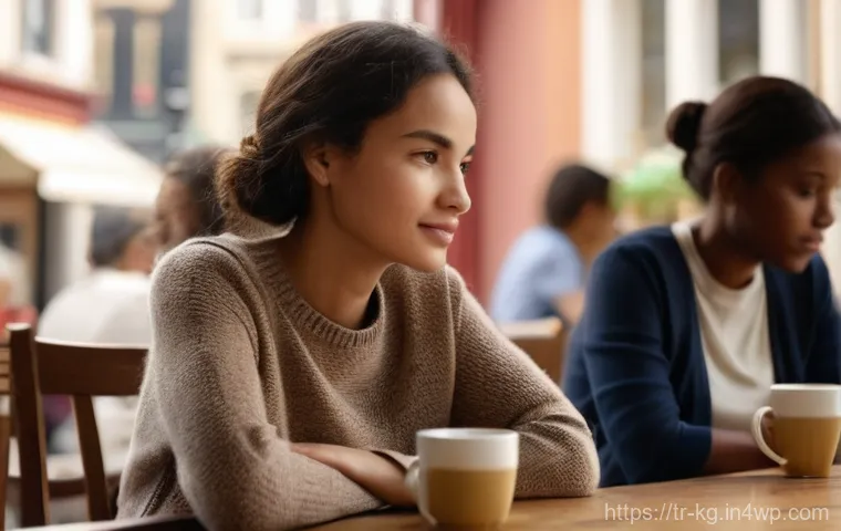 경계를 설정할 때 주의해야 할 점 - A young woman in her late 20s to early 30s, with a warm and understanding expression, gently decline...