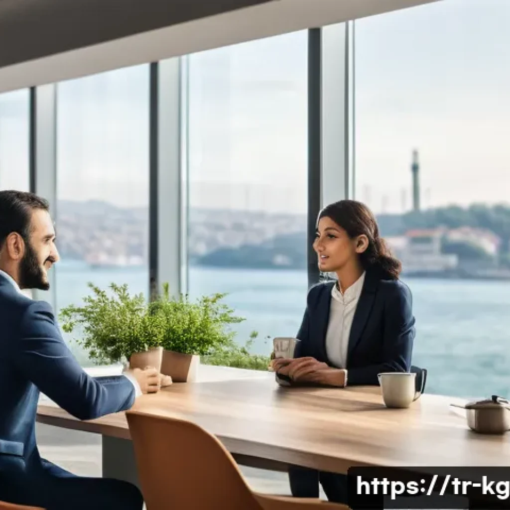 상처받지 않기 위한 경계 설정 - A warm and inviting modern office scene in Istanbul, featuring a diverse group of Turkish profession...