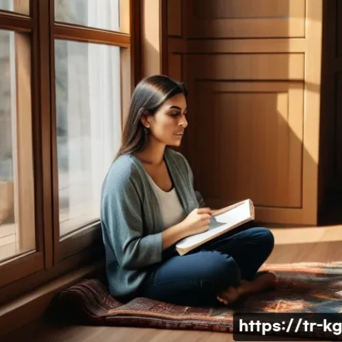 Home 13 사회적 경계 설정의 필요성 - A thoughtful Turkish woman in her 30s sitting in a cozy modern living room, practicing self-awarenes...