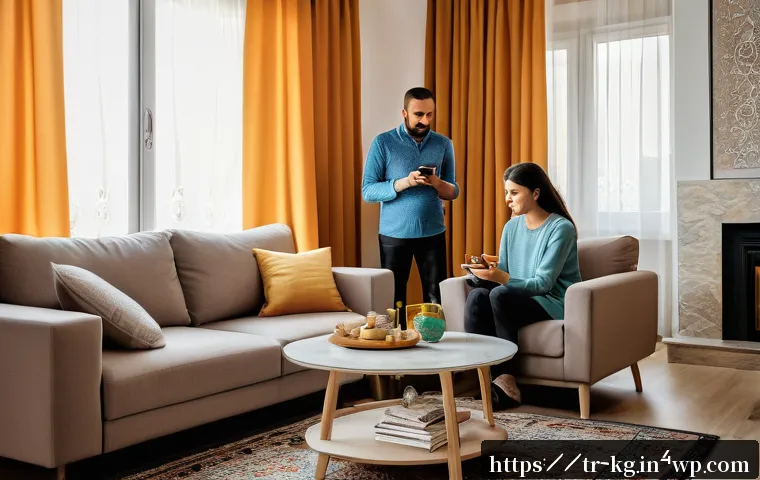 경계 설정을 통해 관계를 강화하는 방법 - A warm, inviting family living room scene in a modern Turkish home, showing a middle-aged Turkish pa...